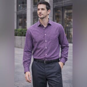 ROCHESTER EGYPTIAN COTTON PLAID NON IRON DRESS SHIRT 17 1/2” 36/37 TALL